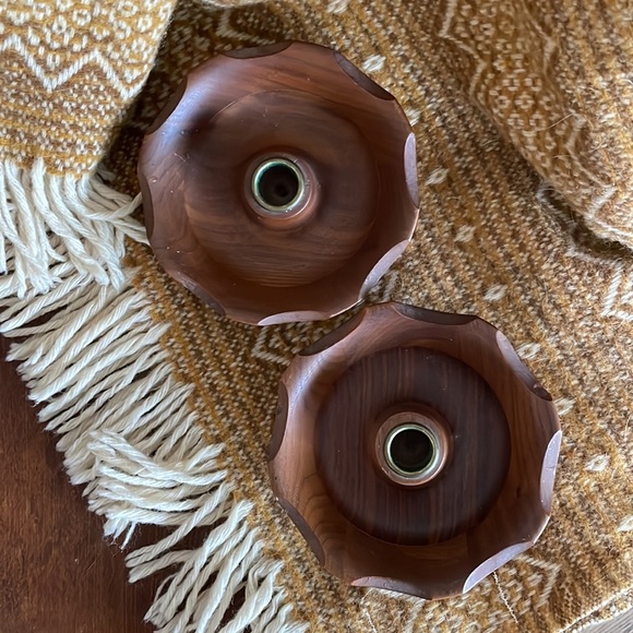 Vintage Accents Vintage Walnut Wood Bowl Candle Holders Poshmark